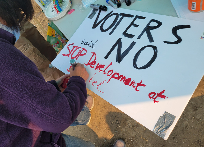 protest sign in San Benito County