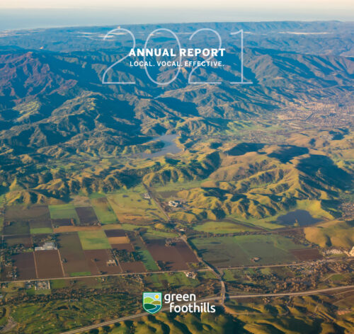 Cover of 2021 annual report showing Coyote Valley aerial view