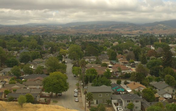 Hill top view of the city of Hollister