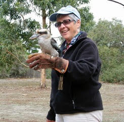 Ellie Huggins-Wendin holding a falcon