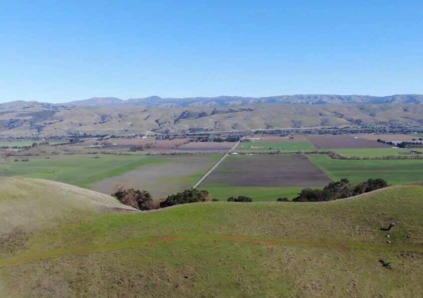 View looking over Coyote Valley from the proposed cemetery site. Image courtesy of Santa Clara Valley Open Space Authority.