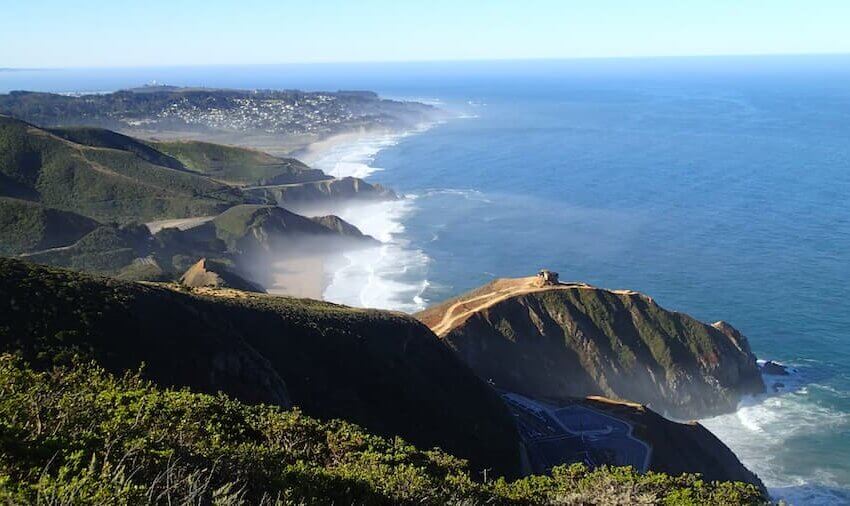 aerial view of Montara Mountain and the San Mateo County coast