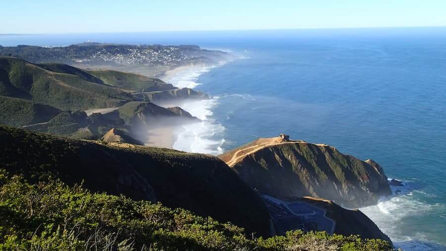 aerial view of Montara Mountain and the San Mateo County coast